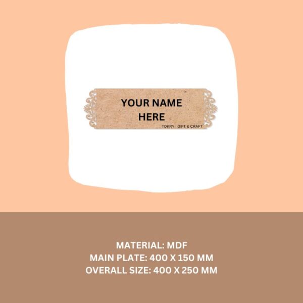fancy nameplate base rectangular shape with right and left side design size