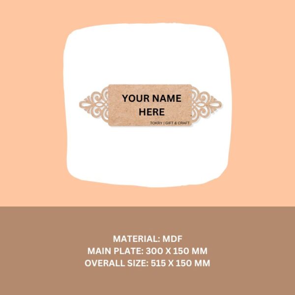 mdf nameplate base rectangular shape design cutout size